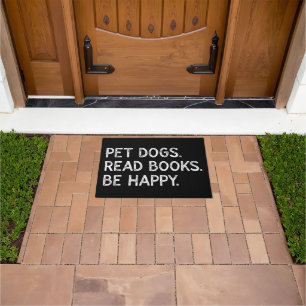 Felpudo Perros Domésticos Leen Libros Sé Feliz Perro Bibli
