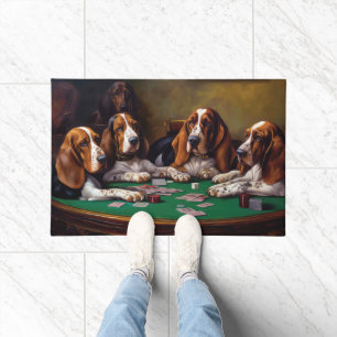 Felpudo Perros enganchados jugando al póquer