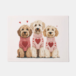 Felpudo Perros Goldendoodle del Día de San Valentín
