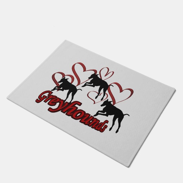 Felpudo Perros Greyhound Y Corazón Rojo (Angular)