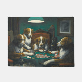 Felpudo Perros jugando al póquer (juego de cartas de anima