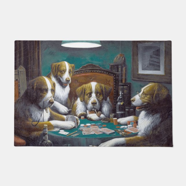 Felpudo Perros jugando póquer Cassius Marcellus Coolidge 1 (Anverso)