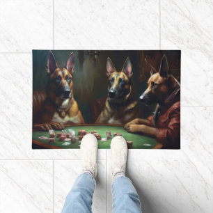 Felpudo Perros Malinoi Belgas Jugando al Póquer Arte