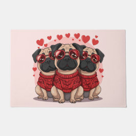 Felpudo Perros Pug Día de San Valentín