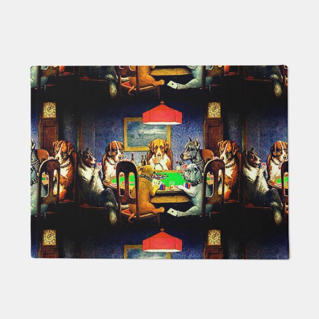 Felpudo Perros que juegan el póker un amigo en necesidad (Anverso)