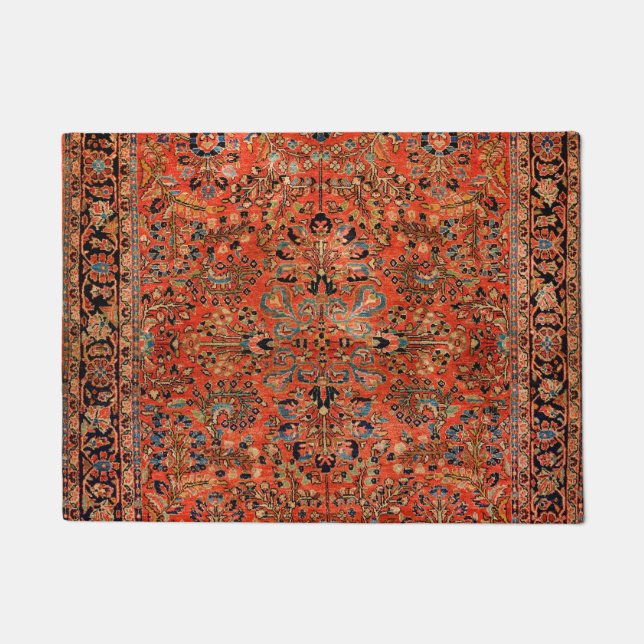 Felpudo Persia Sarouk, hoja amarilla roja  (Anverso)