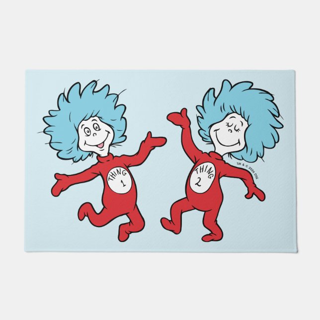 Felpudo Personaje de Dr. Seuss Cosa 1 y Cosa 2 (Anverso)