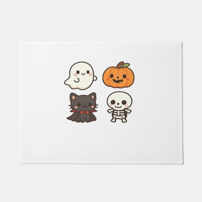 Felpudo Personajes de Halloween - Fantasma, Calabaza, Gato (Anverso)