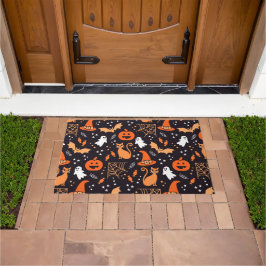 Felpudo Personajes de halloween ilustrados en bg negro