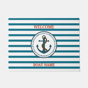 Felpudo Personalice la raya náutica del nombre del barco