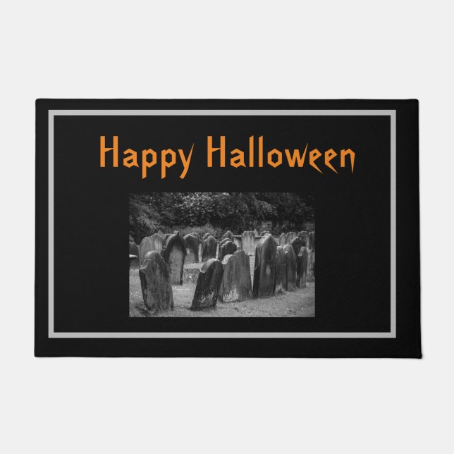 Felpudo Personalizable de cementerio de Halloween (Anverso)