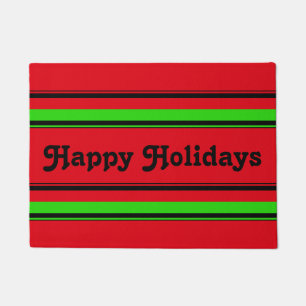 Felpudo Personalizable "Felices Fiestas" banda verde roja
