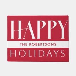 Felpudo Personalizable Felices Fiestas Modernas Rojo