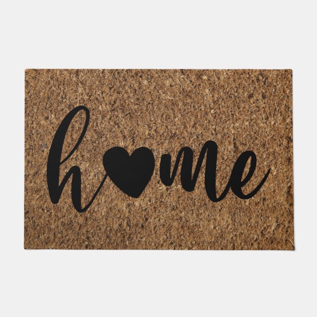Felpudo Personalizable Minimal Faux Coir Hogar con Corazón (Anverso)