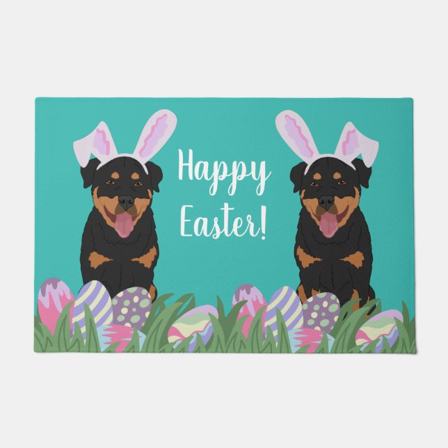 Felpudo Personalizable Rottweiler Easter   (Anverso)