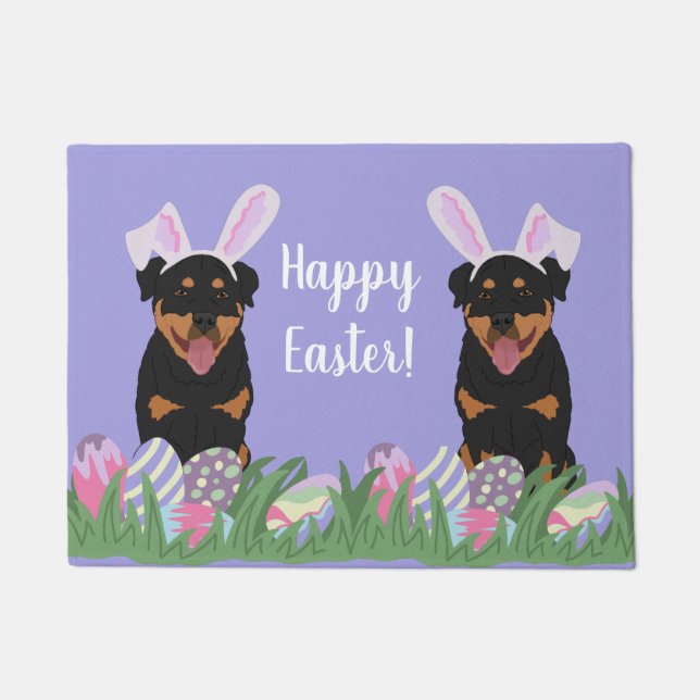 Felpudo Personalizable Rottweiler Easter  (Anverso)