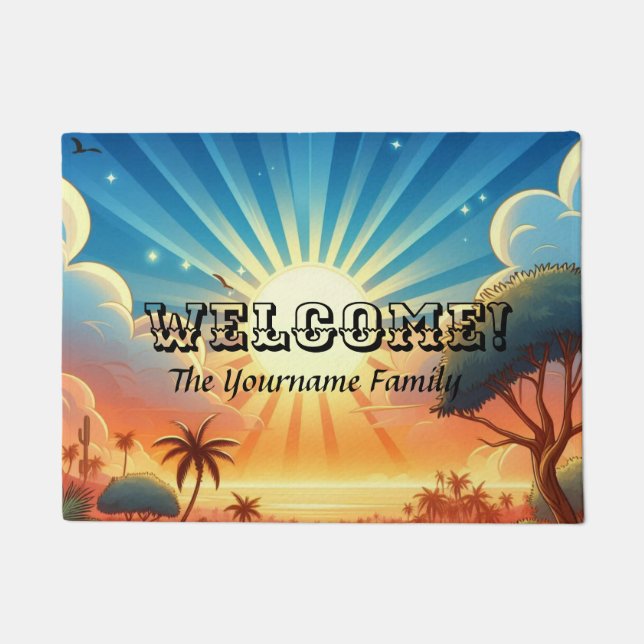 Felpudo Personalizable Sunrise Welcome Mat (Anverso)
