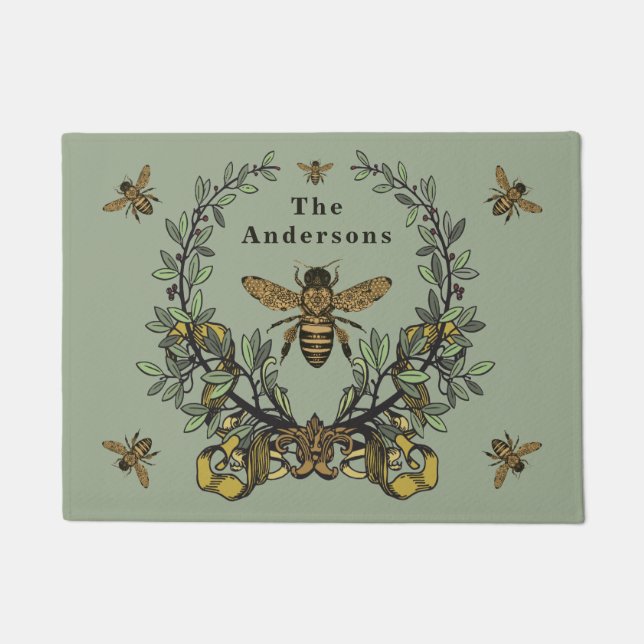 Felpudo Personalización de abejas victorianas (Anverso)