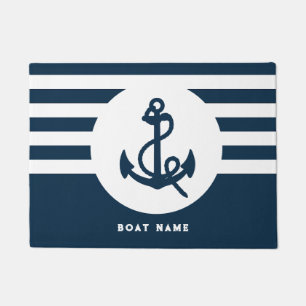 Felpudo Personalizado azul de la Marina Náutica Nombre del
