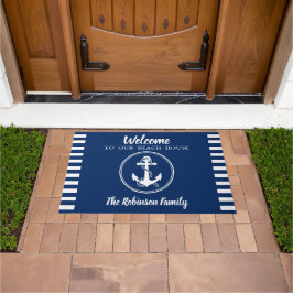 Felpudo Personalizado Beach House Familia Nombre Anchor y 