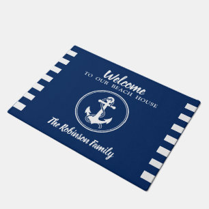 Felpudo Personalizado Beach House Family Name Anchor & Rop
