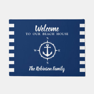 Felpudo Personalizado Beach House Nombre Familia Compass A