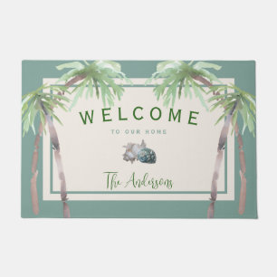 Felpudo Personalizado Beach House Palm Tree Tropical