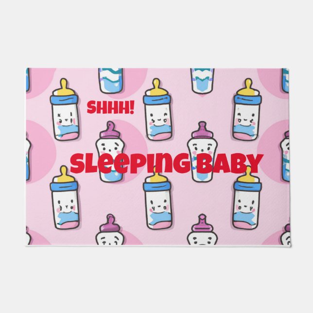 Felpudo personalizado bebé diversión con botella "¡SHHH! b (Anverso)
