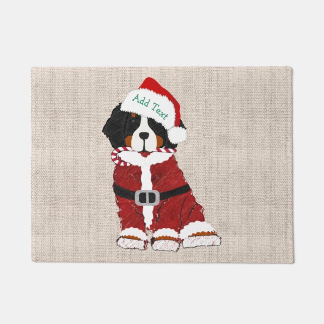 Felpudo Personalizado Bernese Mountain Dog Santa Paws (Anverso)