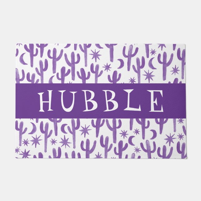 Felpudo Personalizado BIENVENIDA Desierto nocturno Saguaro (Anverso)