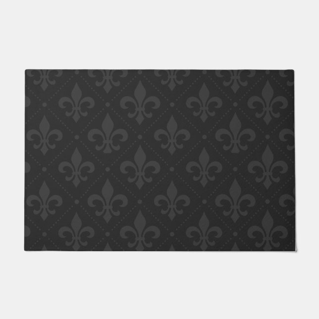 Felpudo Personalizado Black Fleur de Lis Outdoor Doormat (Anverso)