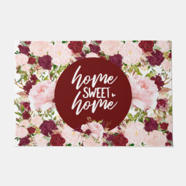 Felpudo Personalizado Burgundy Floral Hogar dulce hogar
