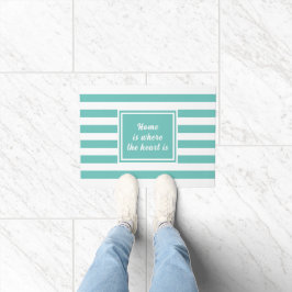 Felpudo Personalizado con raya teal y blanca