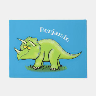 Felpudo Personalizado de dinosaurios de triceratops verde