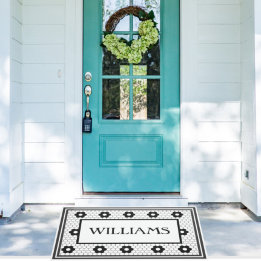 Felpudo Personalizado de diseño de mosaico en blanco y neg