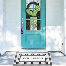 Felpudo Personalizado de diseño de mosaico en blanco y neg