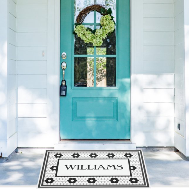 Felpudo Personalizado de diseño de mosaico en blanco y neg (Subido por el creador)