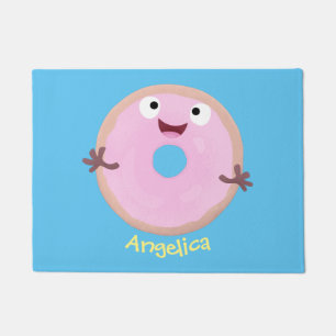 Felpudo Personalizado de donut rosa alegre y brillante