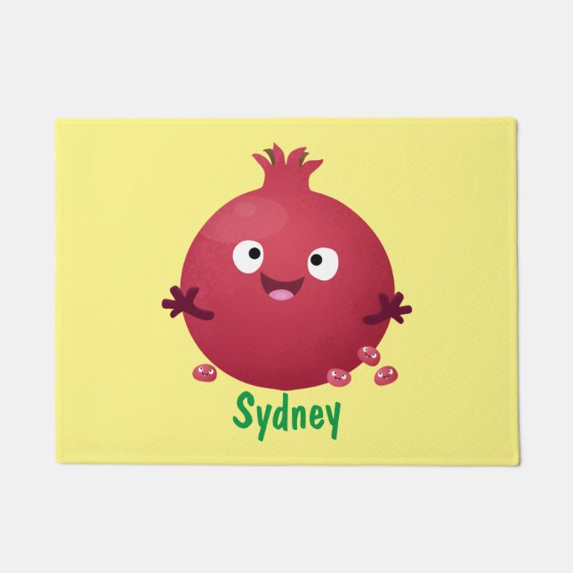 Felpudo Personalizado de frutas pomegranadas alegres (Anverso)