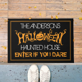 Felpudo Personalizado de Halloween Naranja negro embrujado