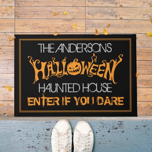 Felpudo Personalizado de Halloween Naranja negro embrujado (Subido por el creador)