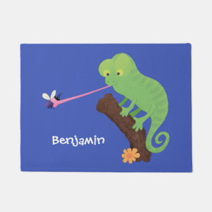 Felpudo Personalizado de lagarto de camaleón verde lindo