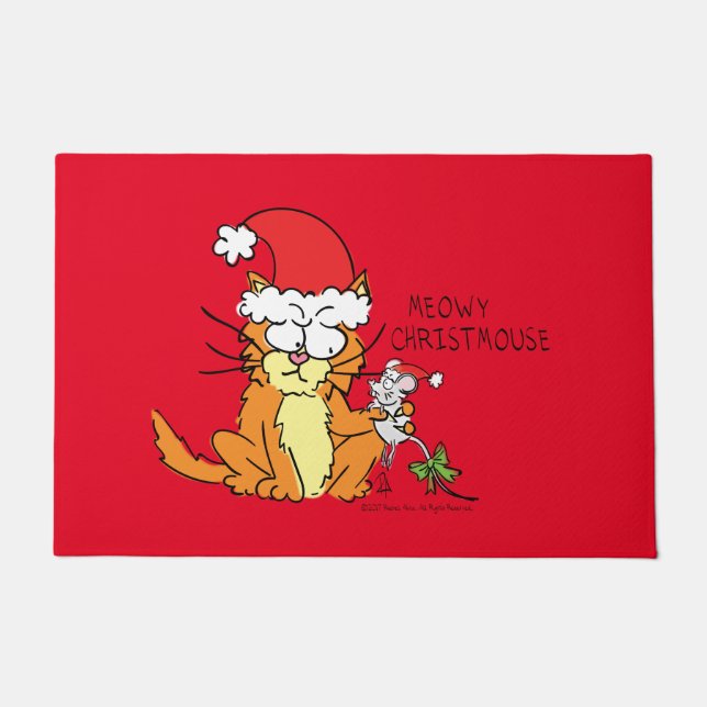 Felpudo Personalizado de Navidades divertidos con gato Rat (Anverso)