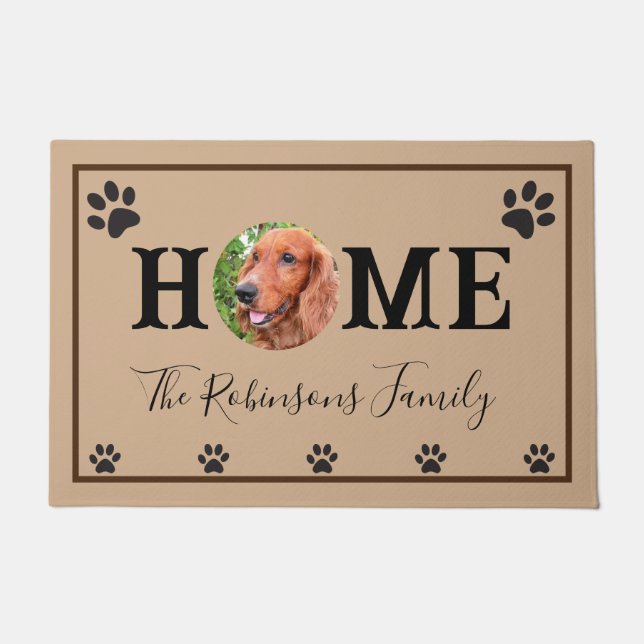 Felpudo personalizado de nombre de familia de mascota de i (Anverso)