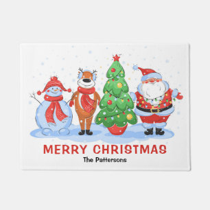 Felpudo Personalizado de Papá Noel de Feliz Navidad Person