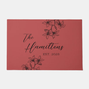 Felpudo Personalizado de Poinsettia de invierno de Farmhou