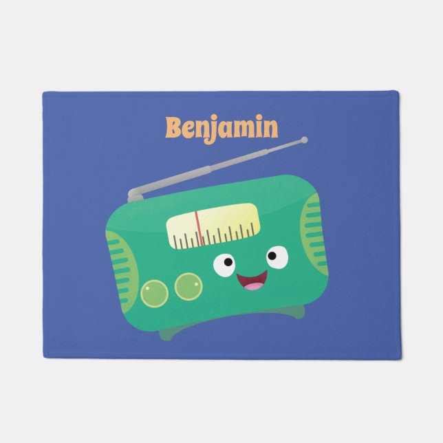 Felpudo Personalizado de radio retro alegre y gracioso (Anverso)