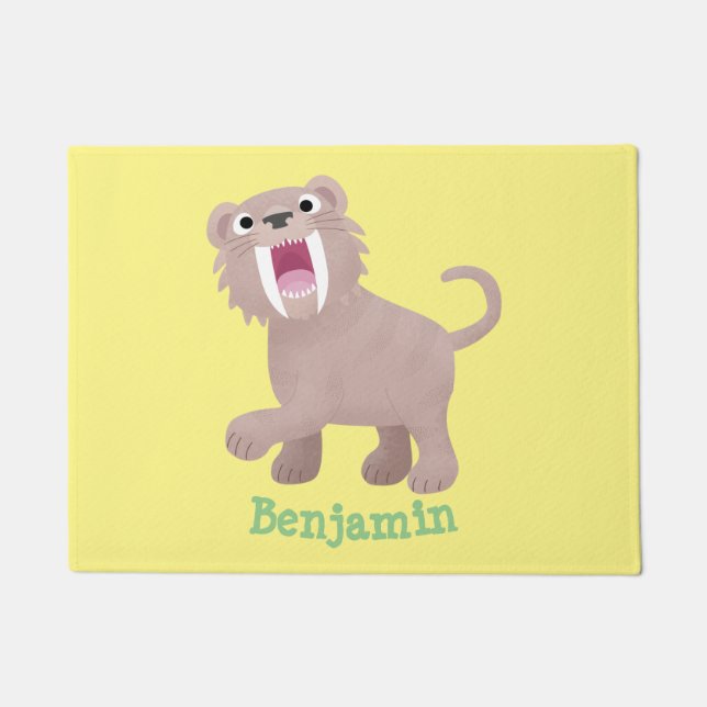 Felpudo Personalizado de Smilodon del tigre dientes de Cut (Anverso)