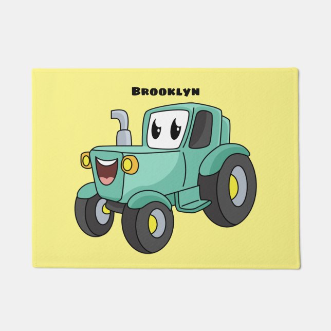 Felpudo Personalizado de tractores verde feliz (Anverso)