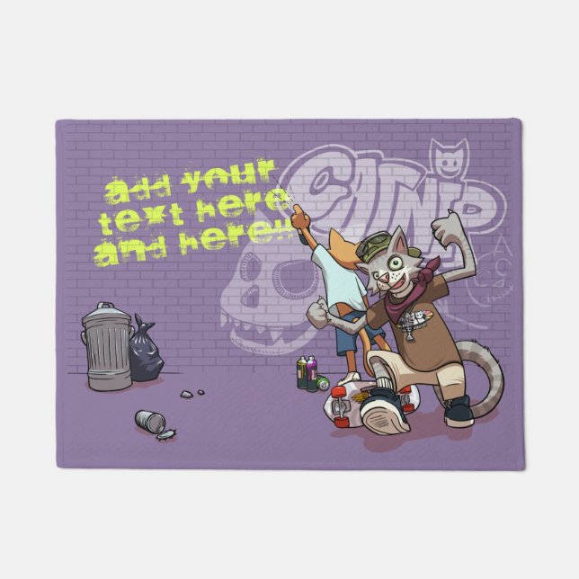 Felpudo Personalizado del Graffiti de Skateboard Alley Cat (Anverso)